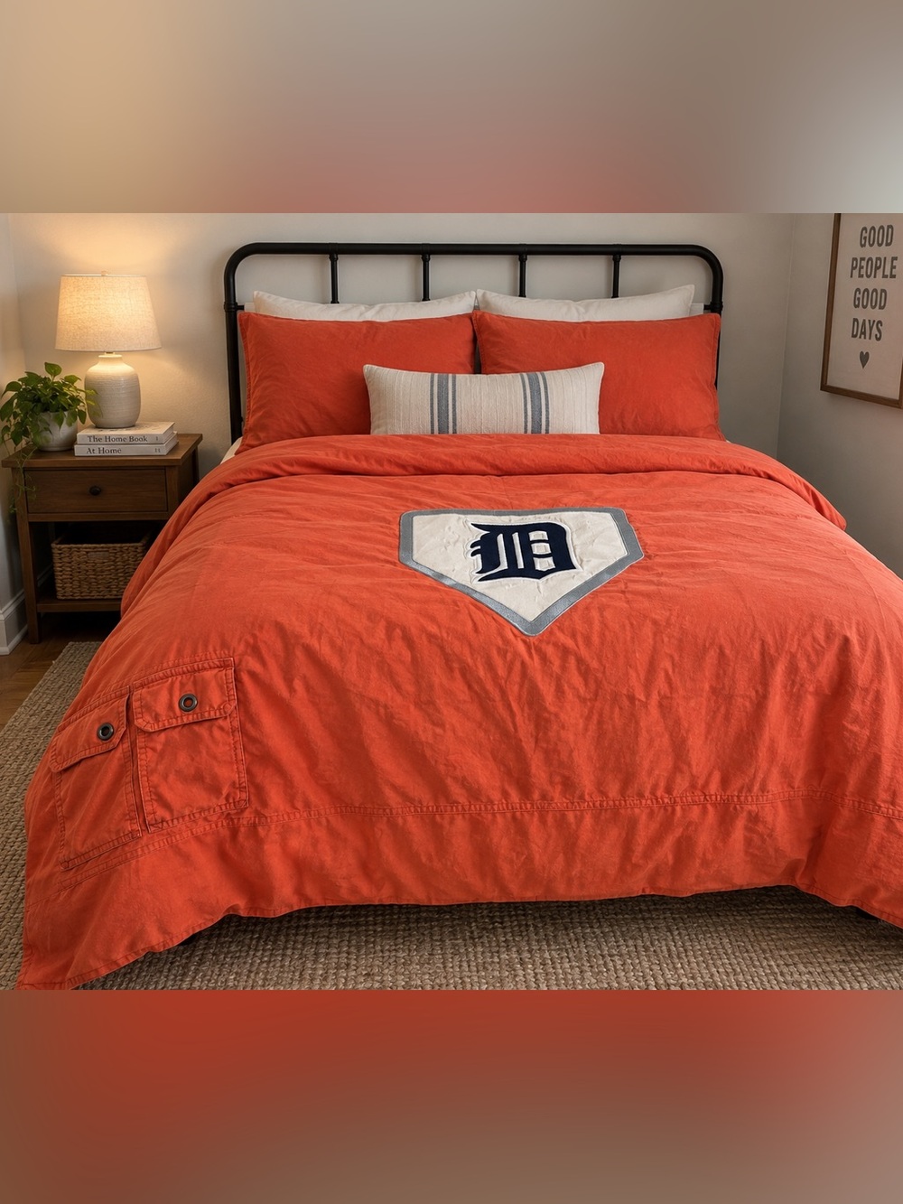 Pottery Barn Teen Detroit Tigers Full Duvet Cover Orange Cargo Pocket